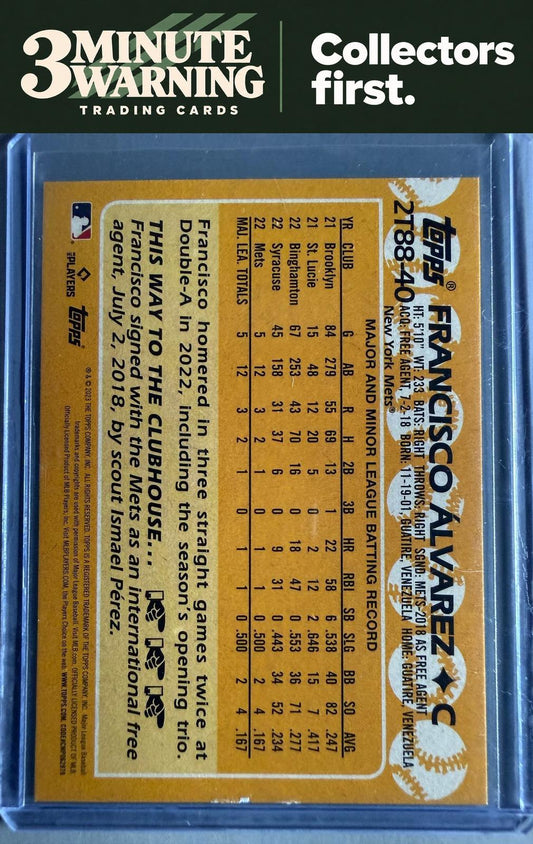 2023 Topps #2T88-40 Francisco Álvarez 1988 Topps Baseball  Blue (Series Two)