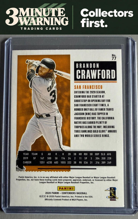2020 Panini Contenders #77 Brandon Crawford Season Ticket Purple