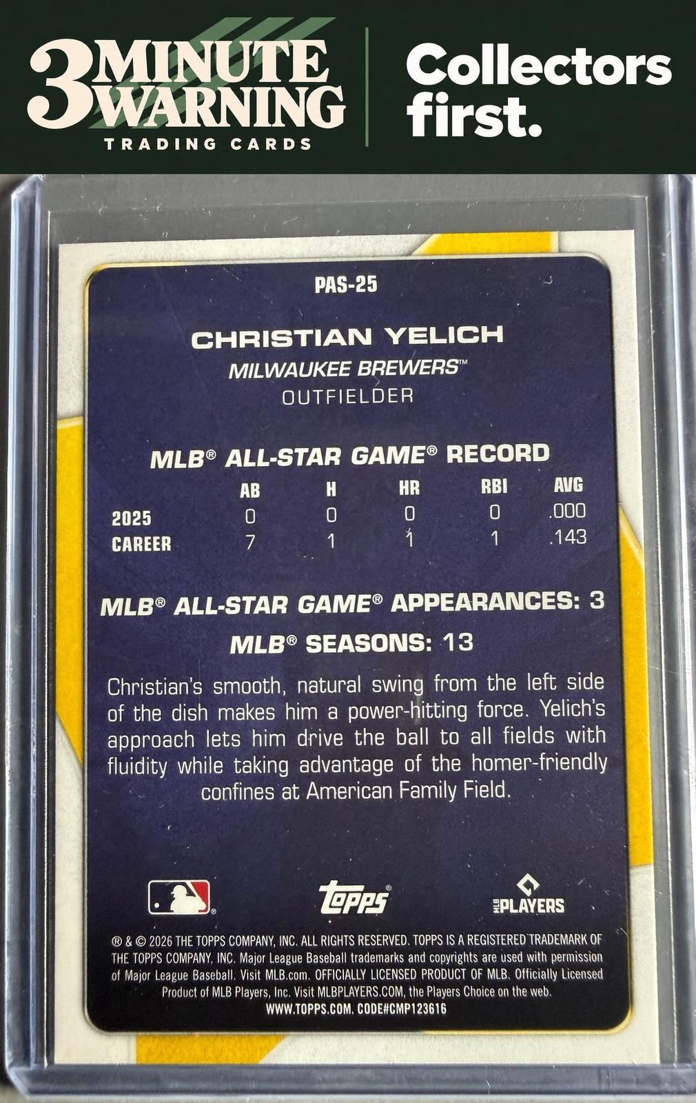 2026 Topps #PAS-25 Christian Yelich Perennial All-Stars