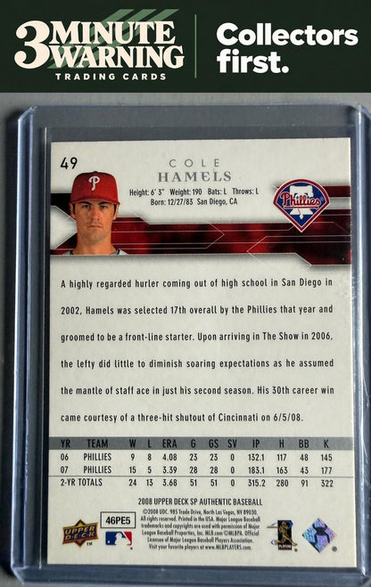 2008 SP Authentic #49 Cole Hamels
