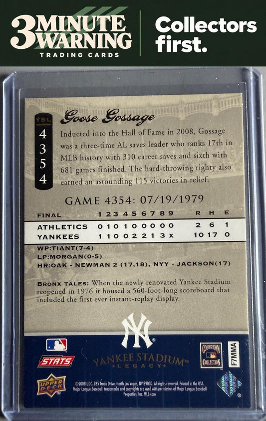 2008 Upper Deck Yankee Stadium Legacy #4354 Rich Gossage