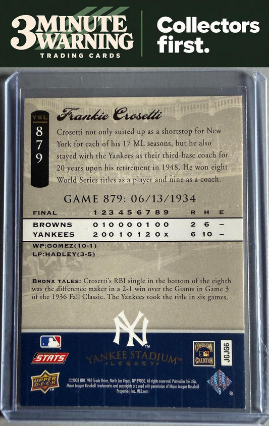 2008 Upper Deck Yankee Stadium Legacy #879 Frankie Crosetti