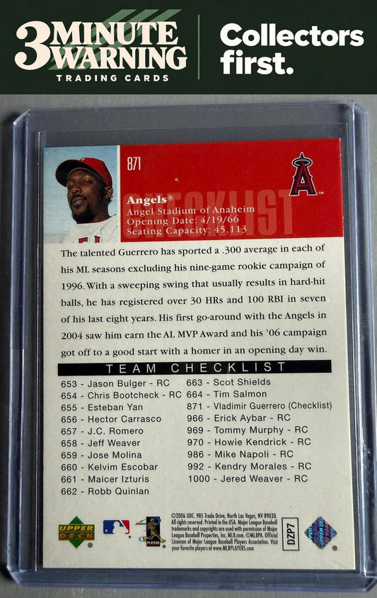 2006 Upper Deck #871 Vladimir Guerrero