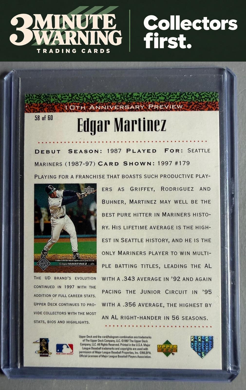 1998 Upper Deck #58 Edgar Martinez 10th Anniversary Preview