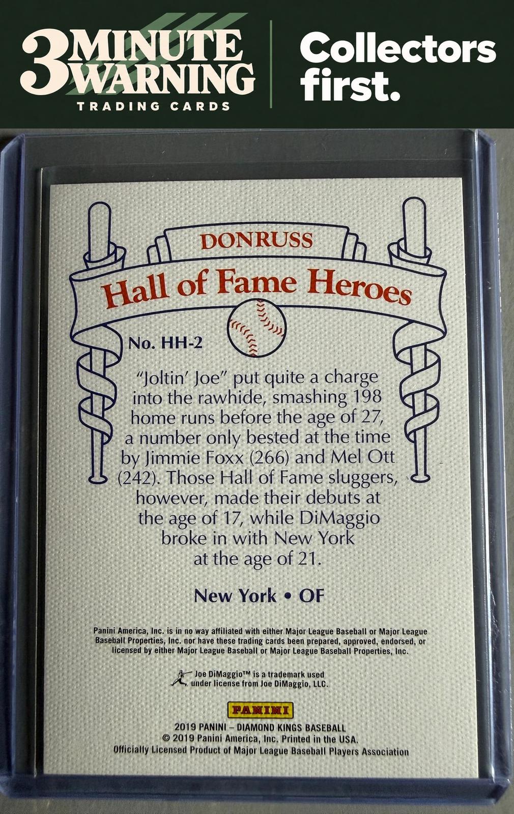 2019 Panini Diamond Kings #HH-2 Joe DiMaggio Hall of Fame Heroes