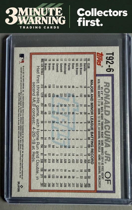 2021 Topps Update #T92-6 Ronald Acuña Jr. 1992 Topps Redux