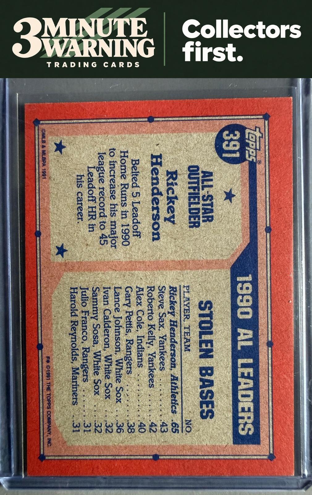 1991 Topps #391 Rickey Henderson
