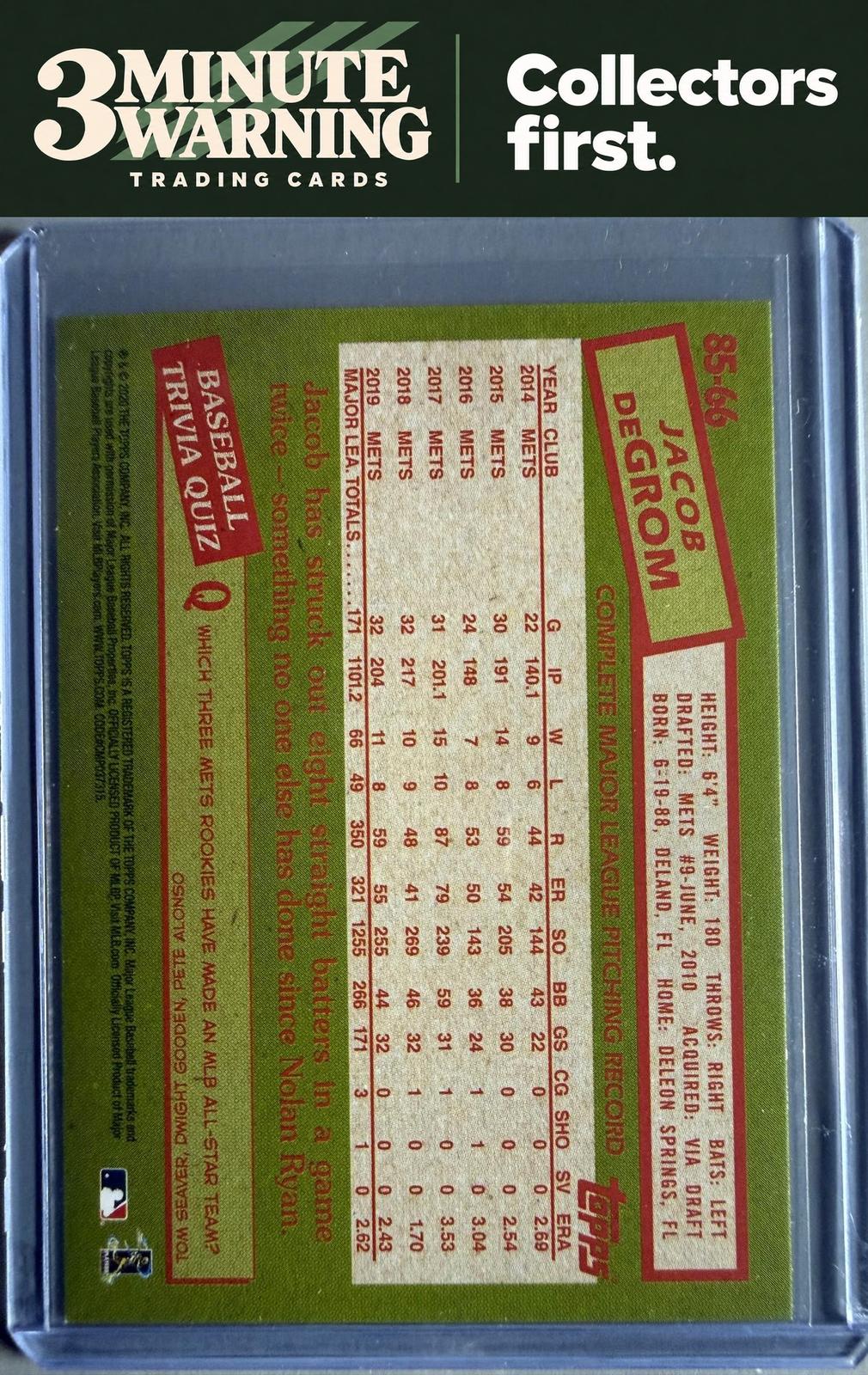 2020 Topps #85-66 Jacob deGrom 1985 Topps Baseball 35th Anniversary (Series One)