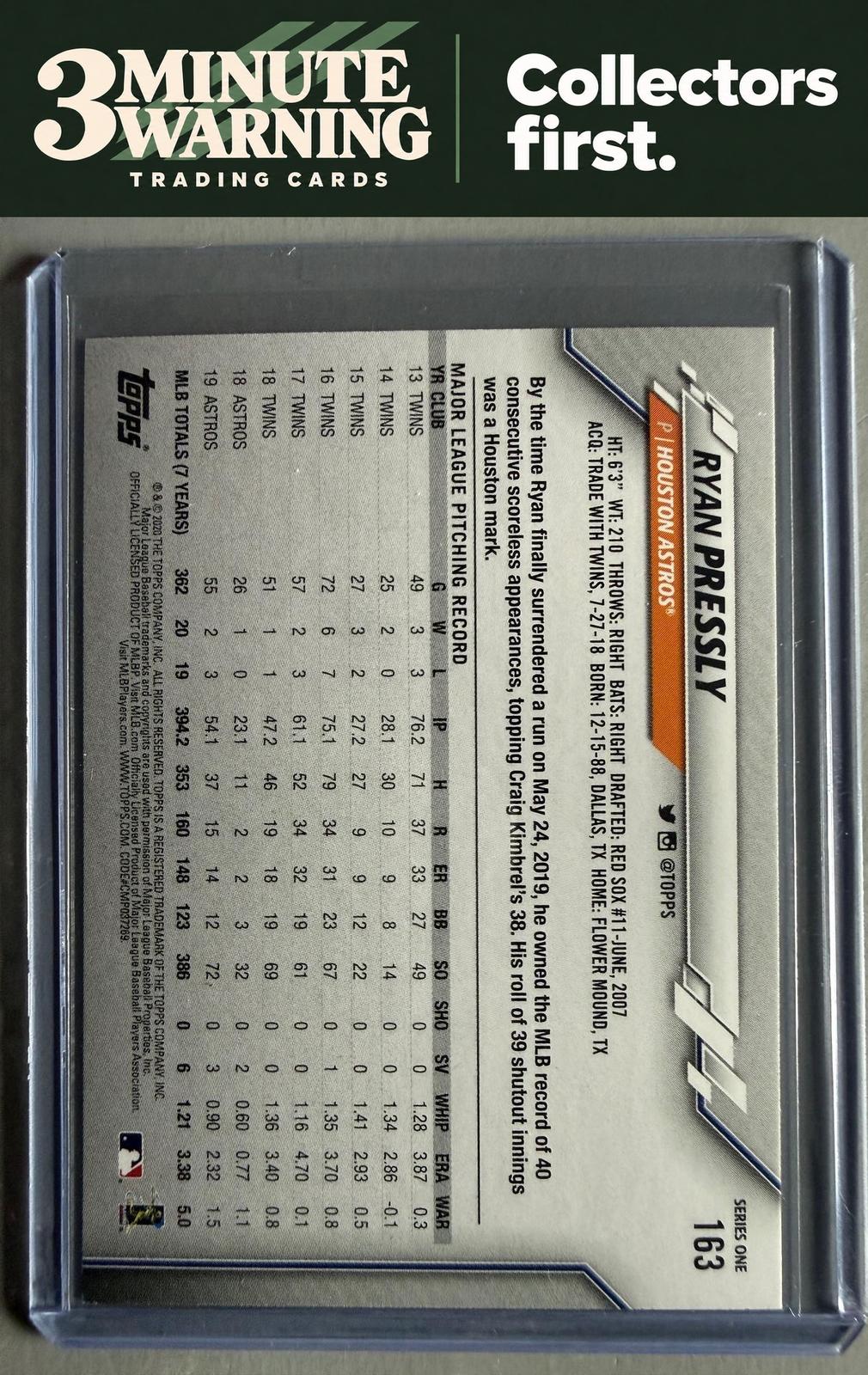 2020 Topps #163 Ryan Pressly Rainbow Foil