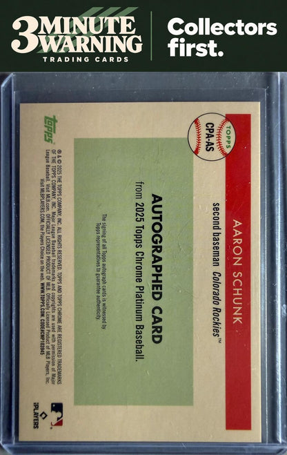 2025 Topps Chrome Platinum #CPA-AS Aaron Schunk Chrome Platinum Autographs